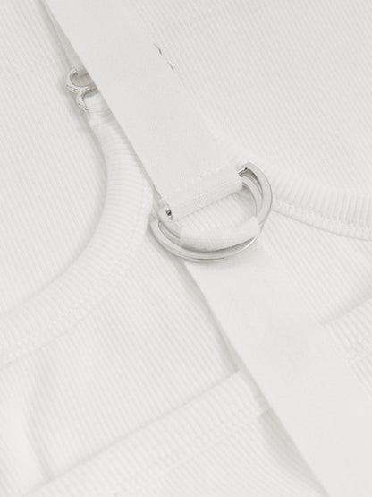 Stretch-Cotton D-Ring Strap Vest in White | Reiss Women Best Seller