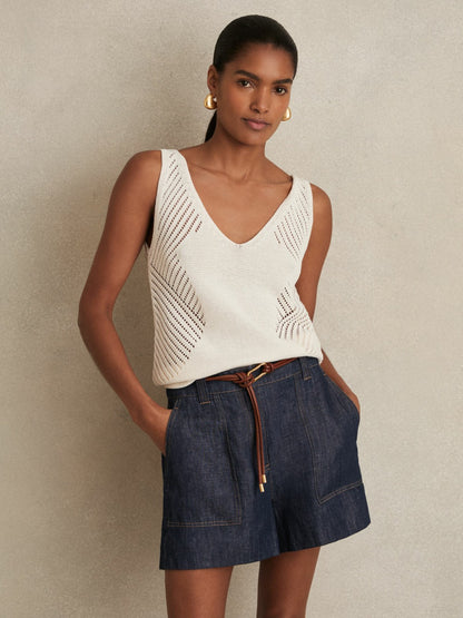 Linen Shorts in Indigo | Reiss Women Best Seller