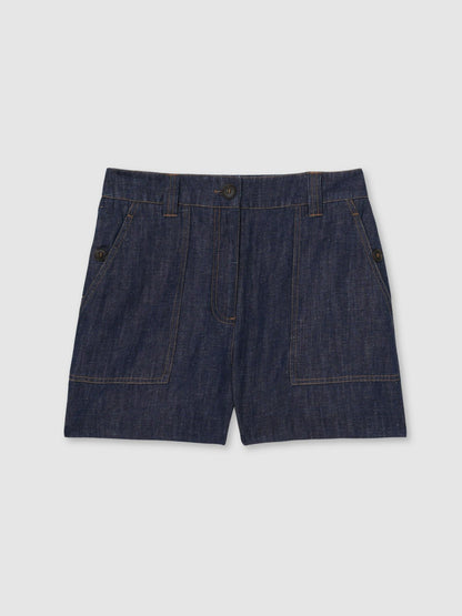 Linen Shorts in Indigo | Reiss Women Best Seller