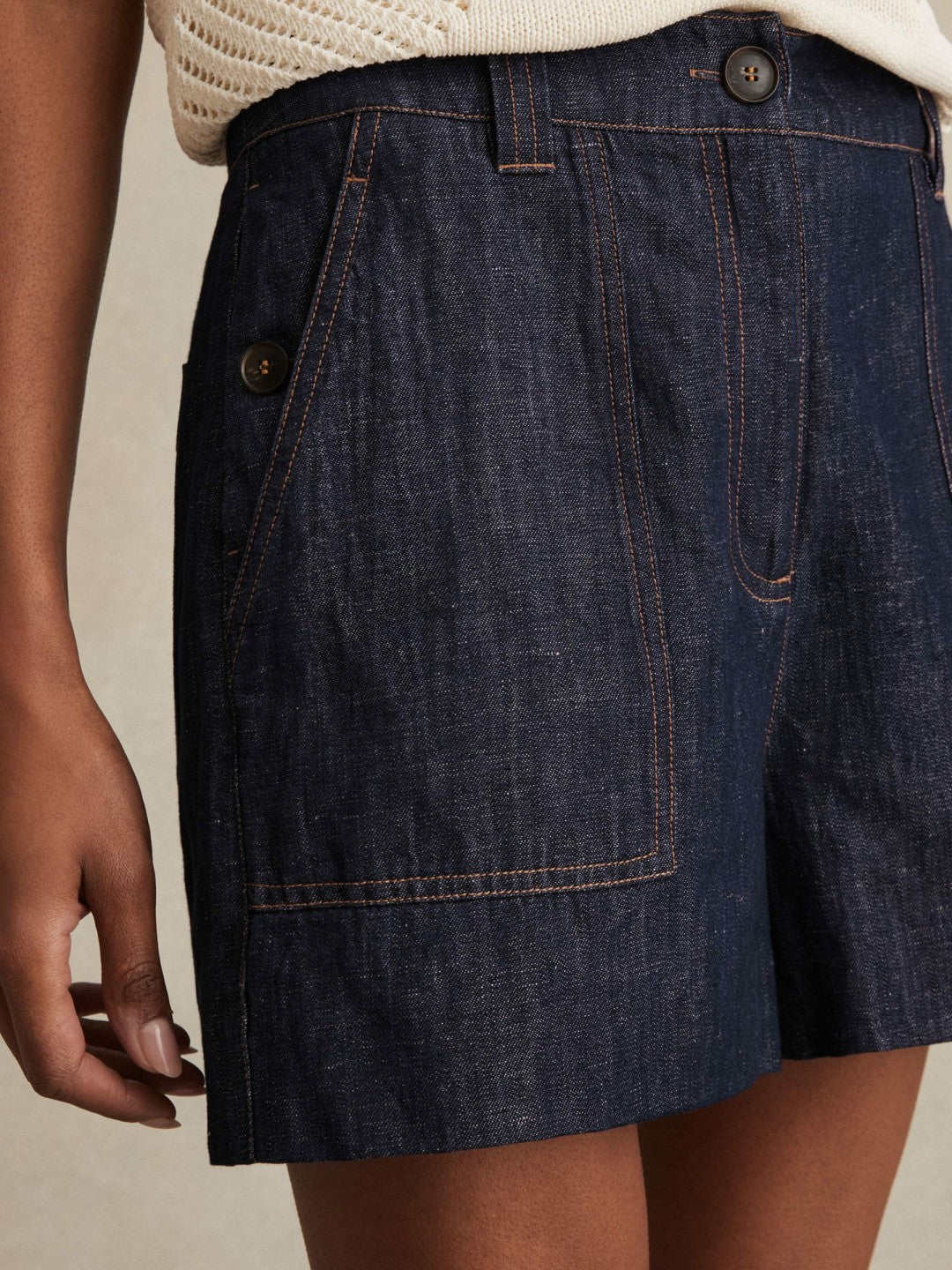 Linen Shorts in Indigo | Reiss Women Best Seller