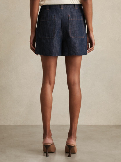 Linen Shorts in Indigo | Reiss Women Best Seller