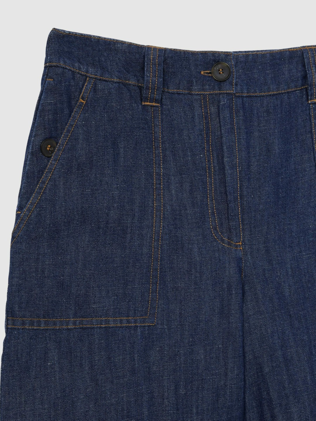 Linen Wide Leg Trousers in Indigo | Reiss Women Featured