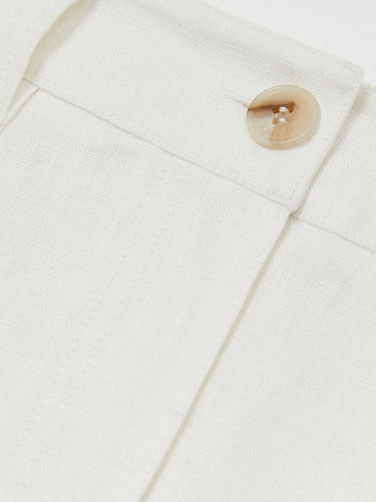 Linen Wide Leg Trousers in White | Reiss Women Exclusive