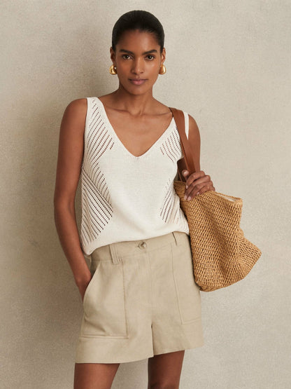 Linen Shorts in Neutral | Reiss Women Trending