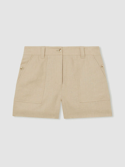 Linen Shorts in Neutral | Reiss Women Trending
