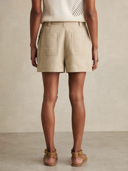 Linen Shorts in Neutral | Reiss Women Trending