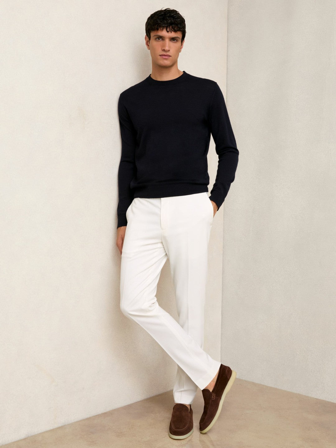 Slim-Fit Internal-Drawstring Trousers in White | Reiss Men Premium