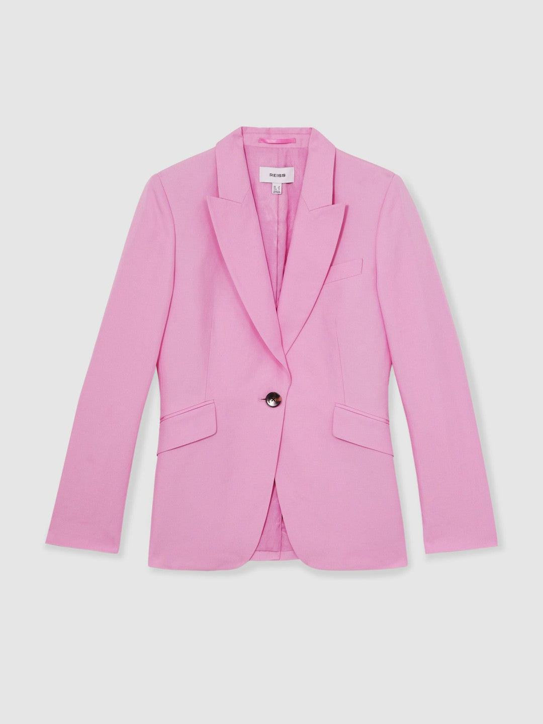 Single Breasted Suit Jacket With Linen in Pink | Reiss Women Popular