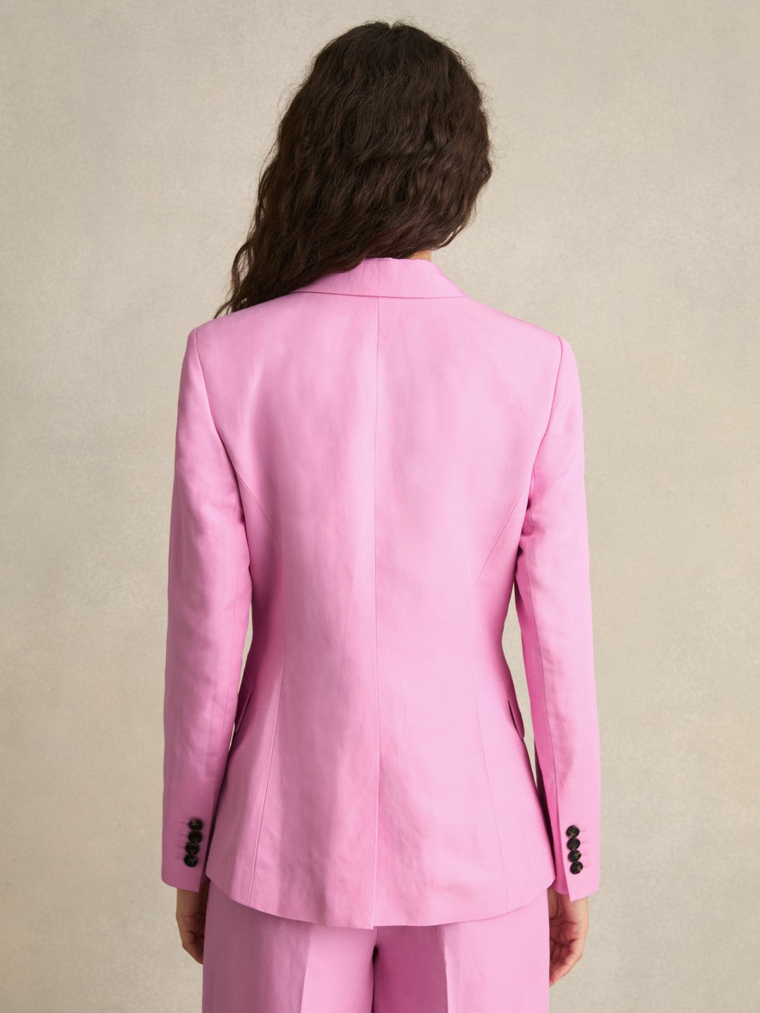 Single Breasted Suit Jacket With Linen in Pink | Reiss Women Popular