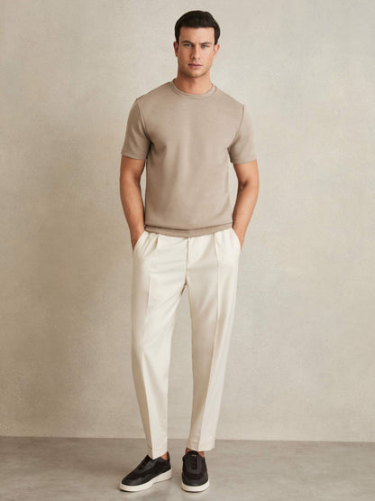 Interlock Jersey Crew Neck T-Shirt in Taupe Brown | Reiss Men Popular
