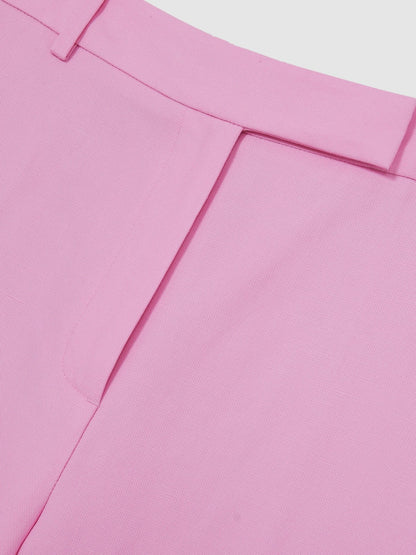 Wide-Leg Trousers With Linen in Pink | Reiss Women Trending