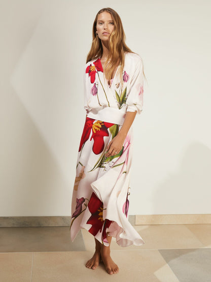 | NYBG Floral-Print Maxi Dress in Ivory | Reiss Women Popular