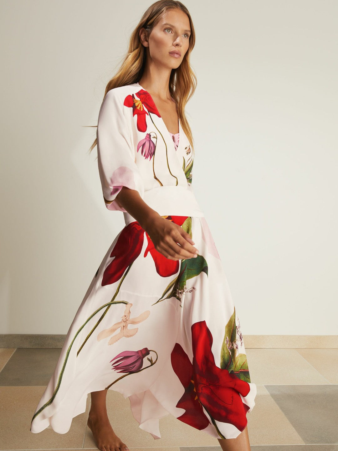 | NYBG Floral-Print Maxi Dress in Ivory | Reiss Women Popular