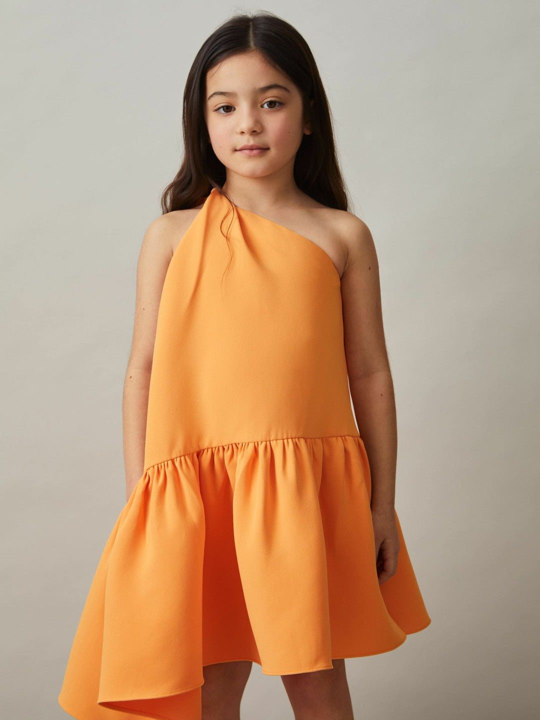 13-14 yrs One-Shoulder Tiered Dress in Orange | Reiss Children & Baby Premium
