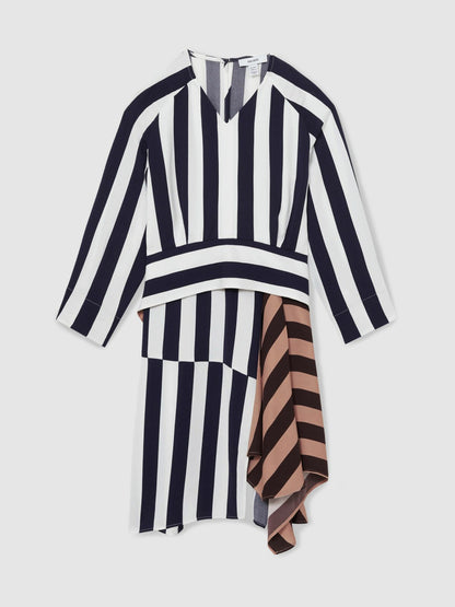 4-9 yrs Stripe-Print Handkerchief Dress in Multi | Reiss Children & Baby Premium