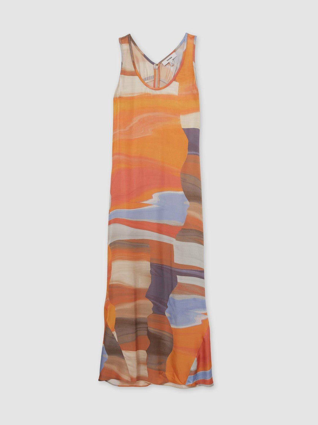 Sunset Print Sleeveless Slip Dress in Coral | Reiss Women Signature
