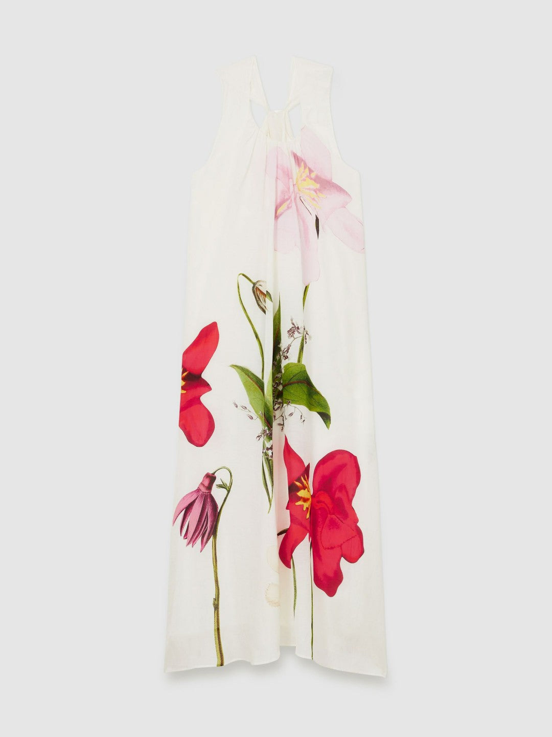 NYBG Floral Print Maxi Dress With Linen in Ivory | Reiss Women Trending