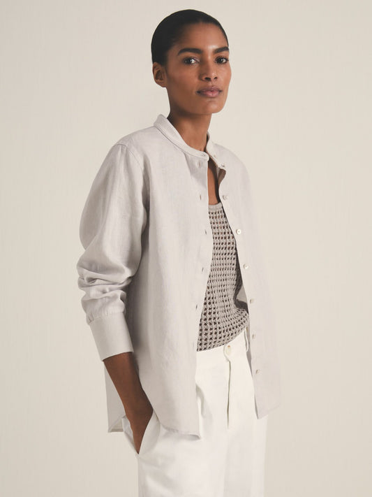 | Les 100 Ciels Linen Shirt in Soft Grey | Reiss Women Recommended