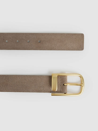 Leather Half Keeper Belt in Grey | Reiss Women Premium