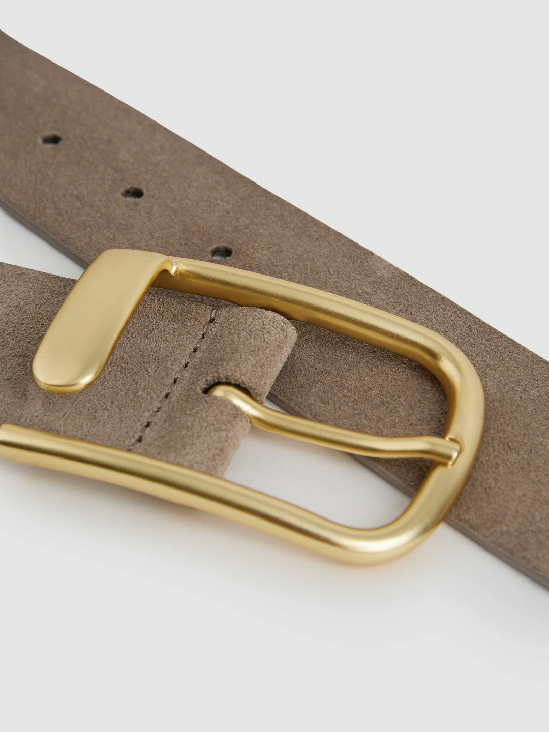 Leather Half Keeper Belt in Grey | Reiss Women Premium