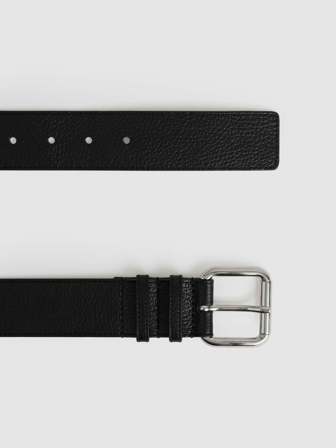 Leather Square Roller Buckle Belt in Black | Reiss Women Signature