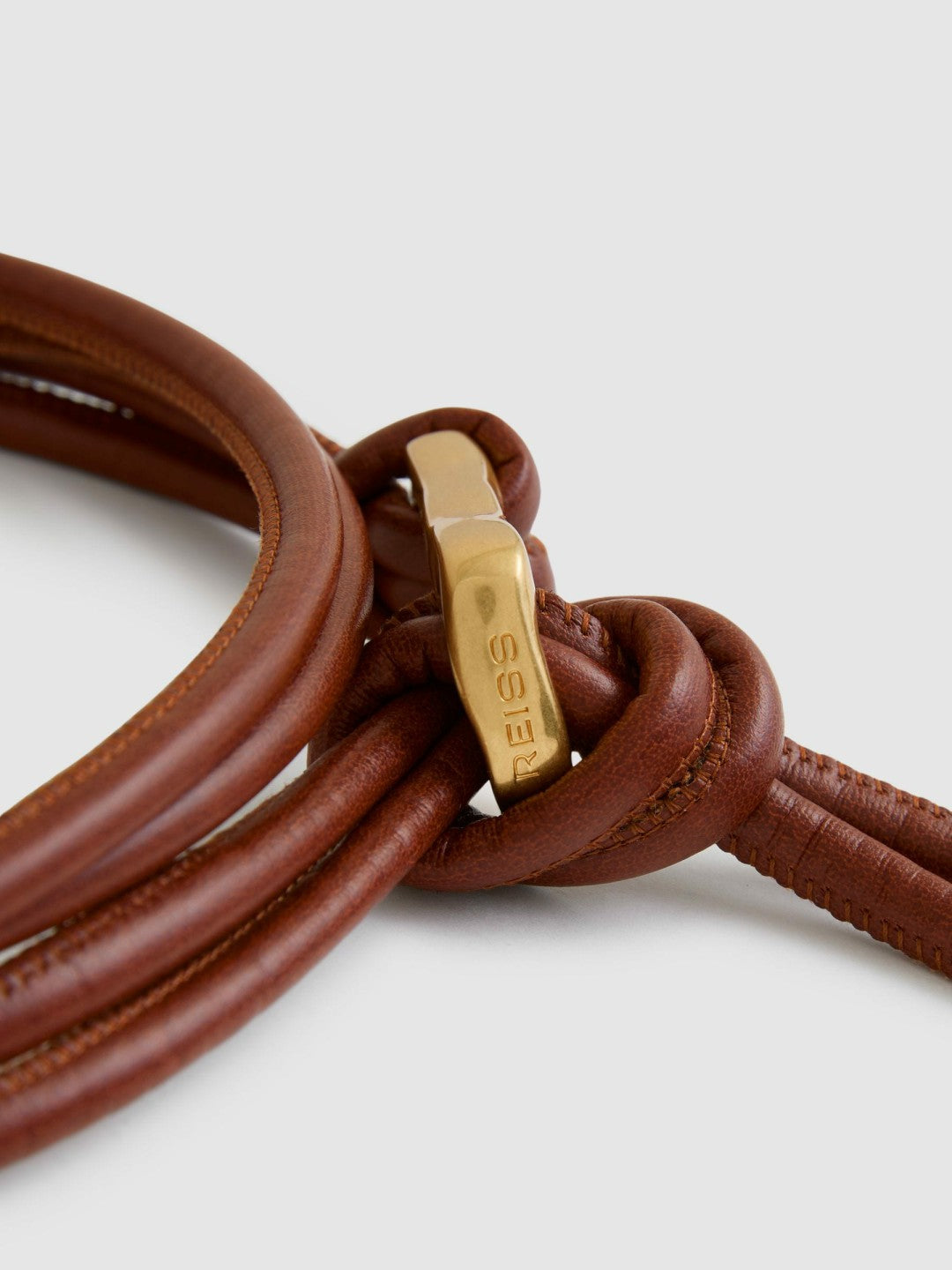 Sculpted Buckle Tubular Tie Belt in Tan | Reiss Women Featured