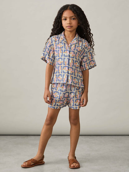 9-13 yrs Geometric Chain Print Shorts in Multi | Reiss Children & Baby Recommended