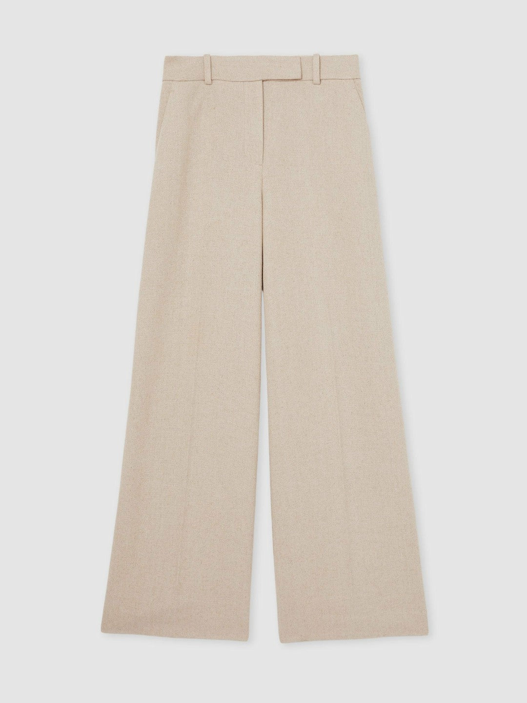 Linen-Blend Wide-Leg Trousers in Neutral | Reiss Women Recommended
