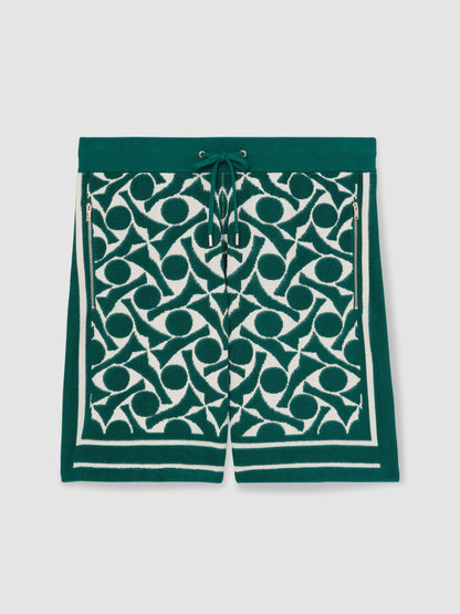 Abstract-Pattern Towelling Shorts in Green/White | Reiss Men Trending