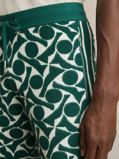 Abstract-Pattern Towelling Shorts in Green/White | Reiss Men Trending