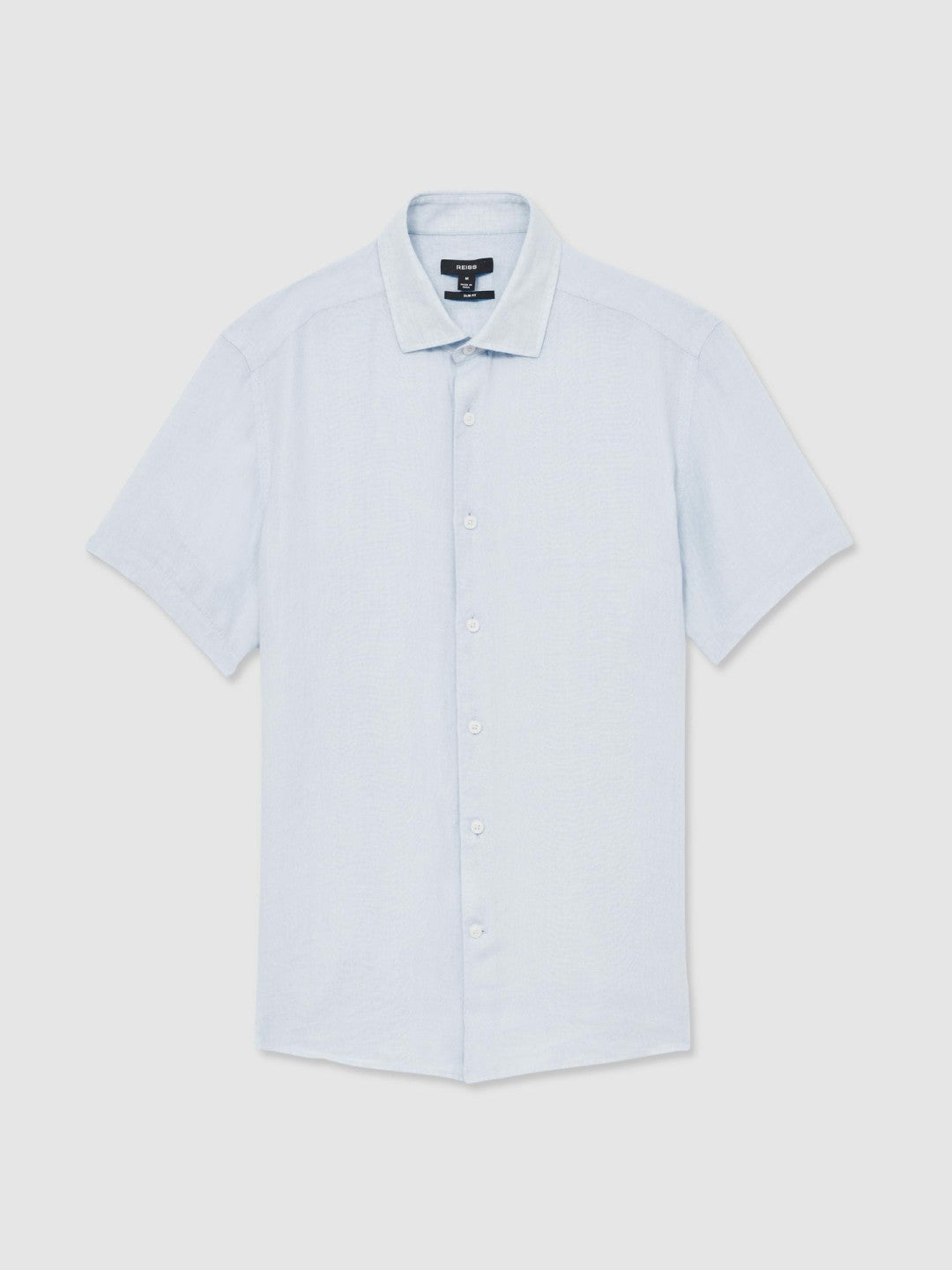 Slim Fit Linen Button-Through Shirt in Pale Blue | Reiss Men Premium