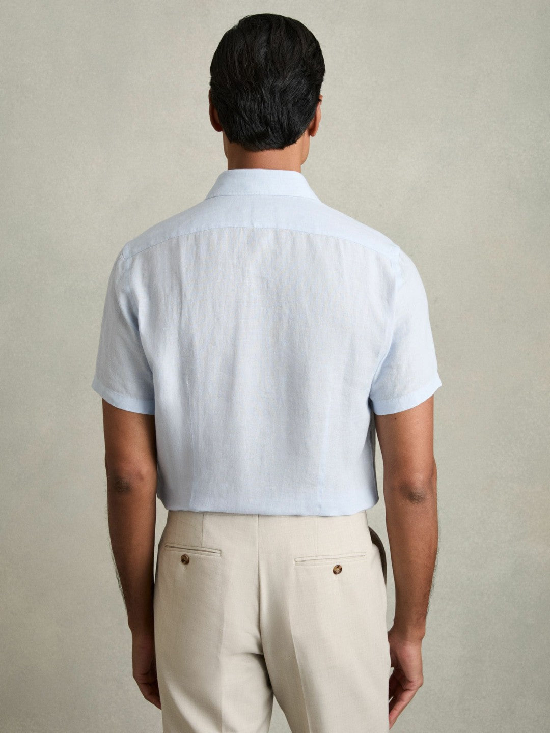 Slim Fit Linen Button-Through Shirt in Pale Blue | Reiss Men Premium