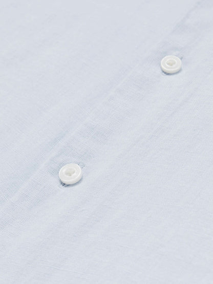 Slim Fit Linen Button-Through Shirt in Pale Blue | Reiss Men Premium