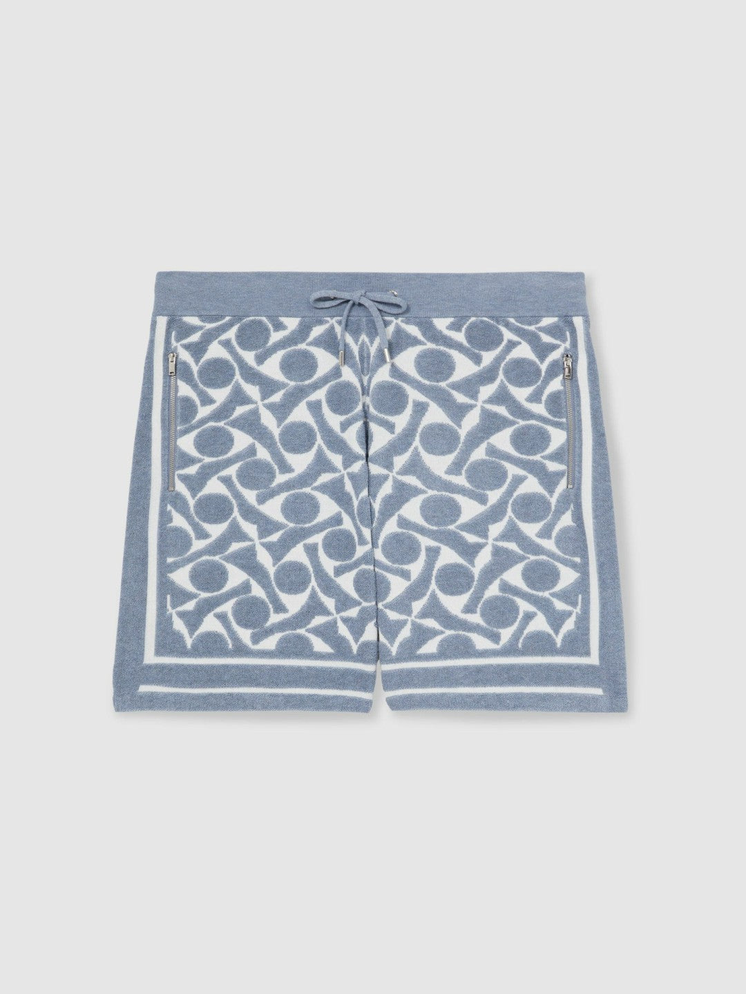 Abstract-Pattern Towelling Shorts in Soft Blue/White | Reiss Men Recommended