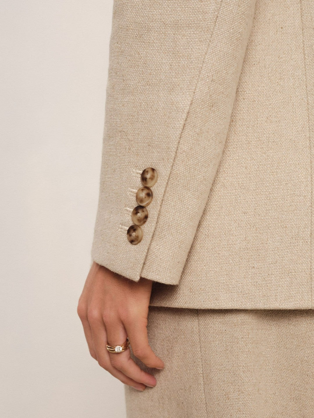 Petite Linen-Blend Double-Breasted Suit Jacket in Neutral | Reiss Women Signature