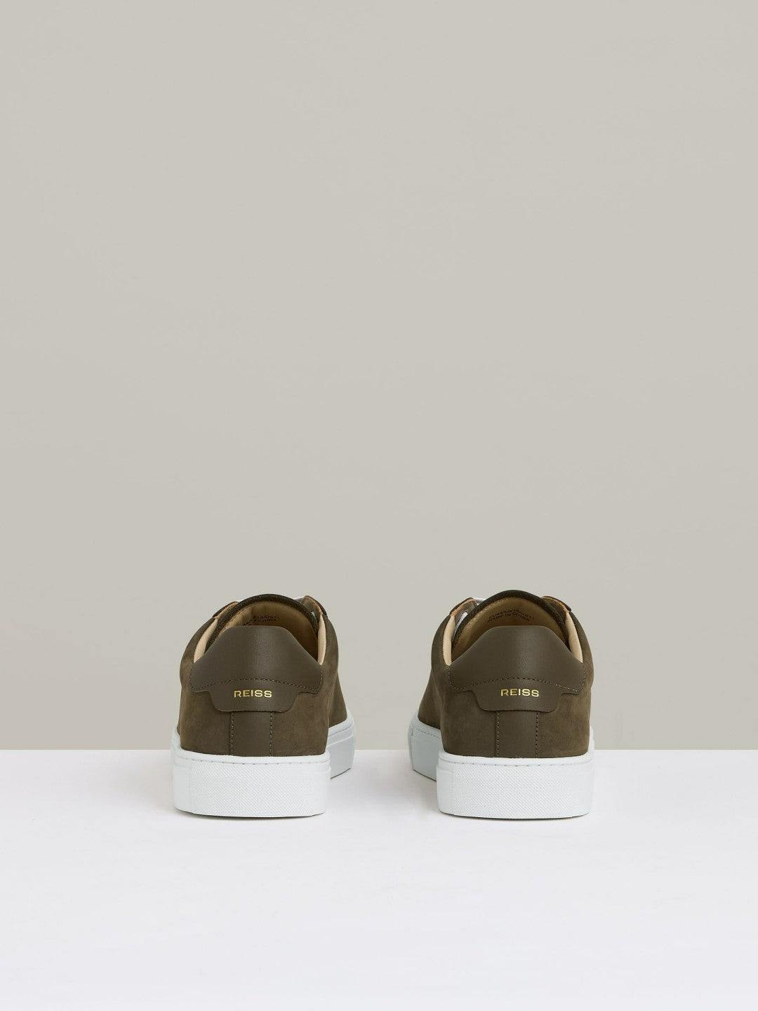 Nubuck-Leather Low-Top Trainers in Olive Green | Reiss Men Best Seller
