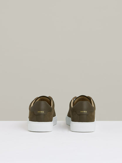 Nubuck-Leather Low-Top Trainers in Olive Green | Reiss Men Best Seller
