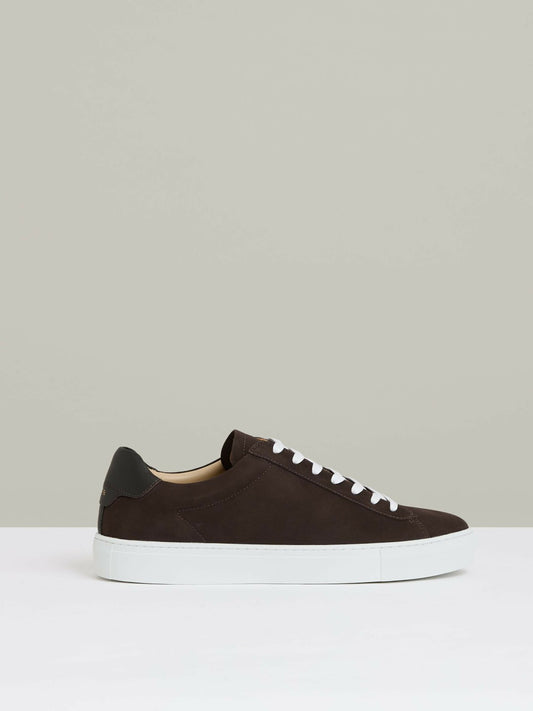 Nubuck-Leather Low-Top Trainers in Dark Chocolate Brown | Reiss Men Exclusive