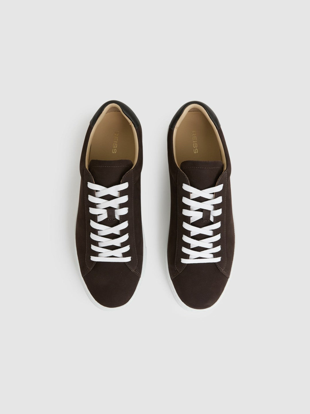 Nubuck-Leather Low-Top Trainers in Dark Chocolate Brown | Reiss Men Exclusive