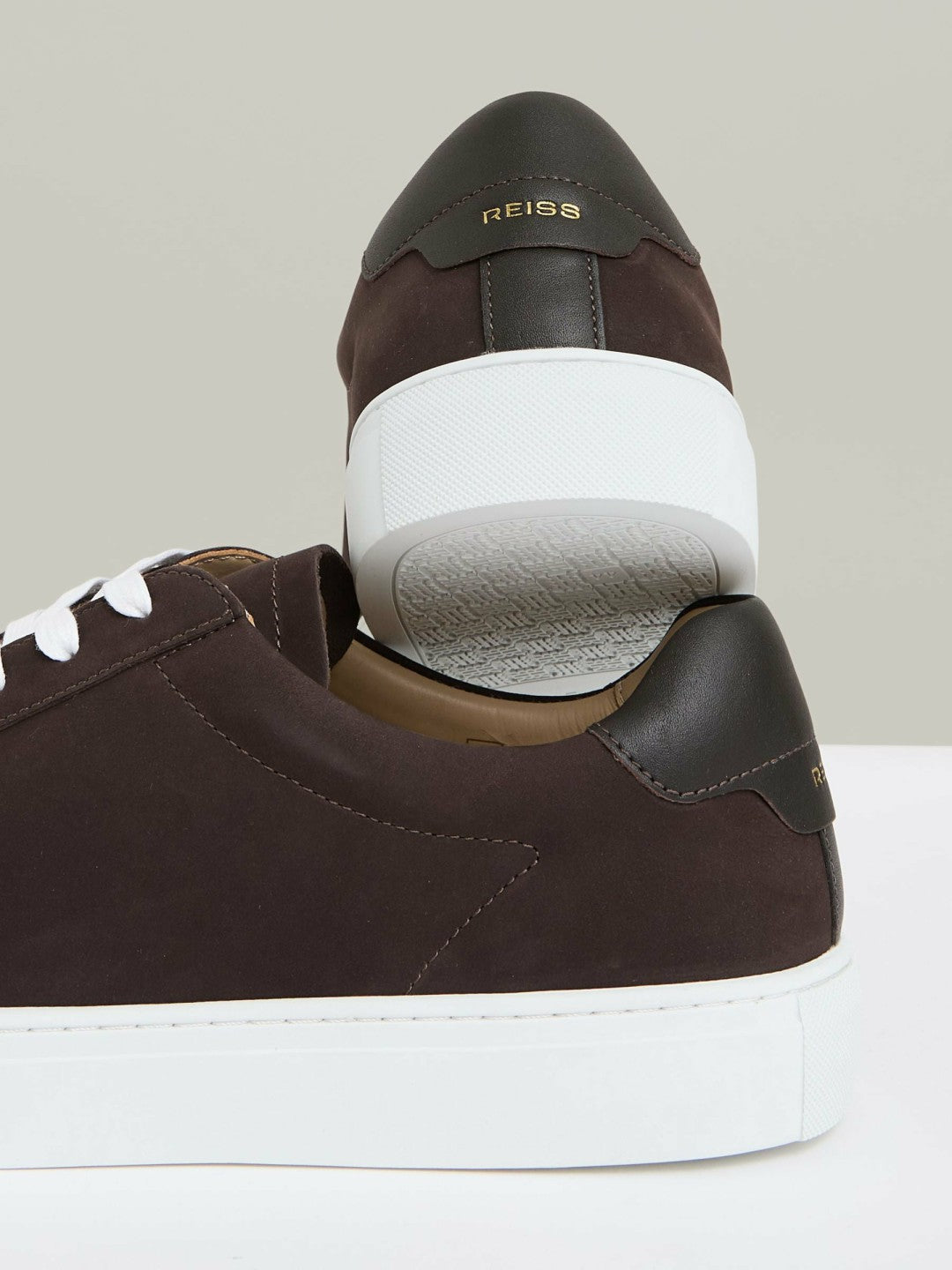 Nubuck-Leather Low-Top Trainers in Dark Chocolate Brown | Reiss Men Exclusive