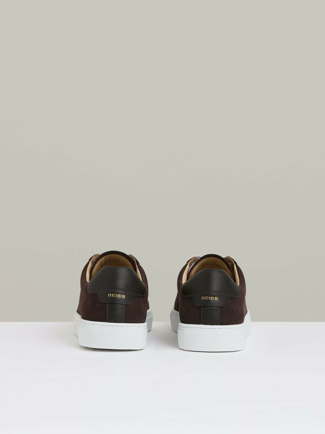 Nubuck-Leather Low-Top Trainers in Dark Chocolate Brown | Reiss Men Exclusive