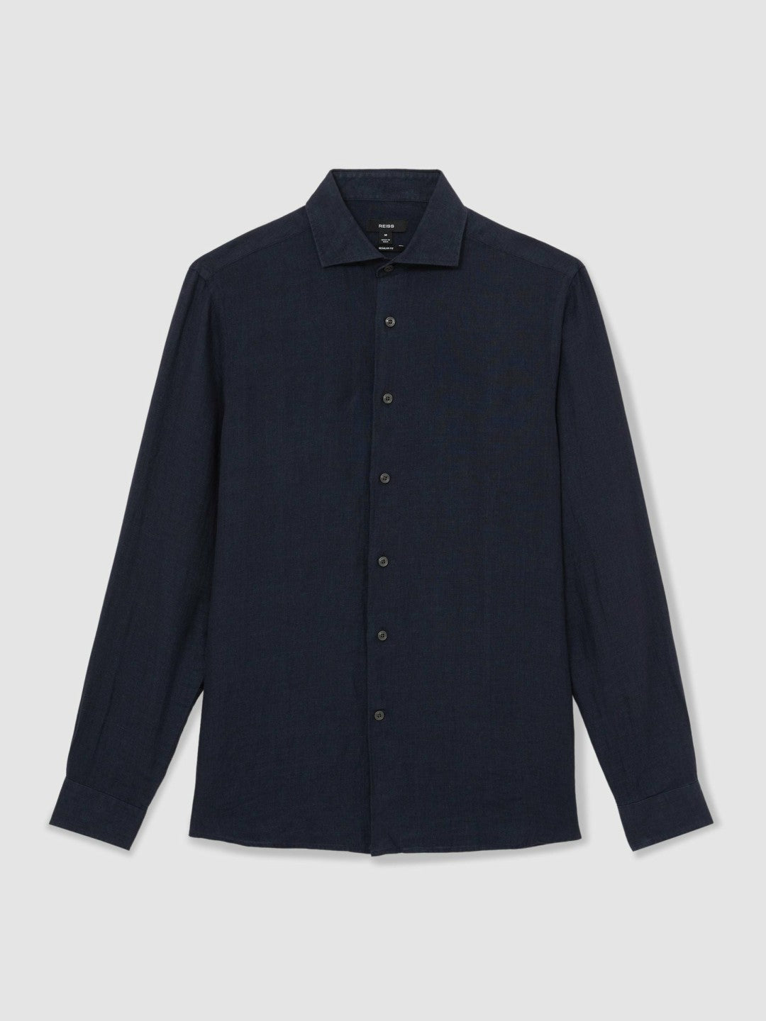 Linen Button-Through Shirt in Navy | Reiss Men Trending