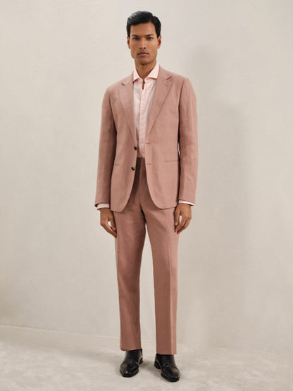 Single-Breasted Linen Suit Blazer Slim Fit in Rose Pink | Reiss Men Popular