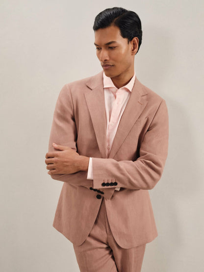Single-Breasted Linen Suit Blazer Slim Fit in Rose Pink | Reiss Men Popular