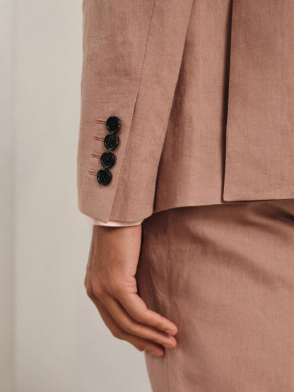 Single-Breasted Linen Suit Blazer Slim Fit in Rose Pink | Reiss Men Popular