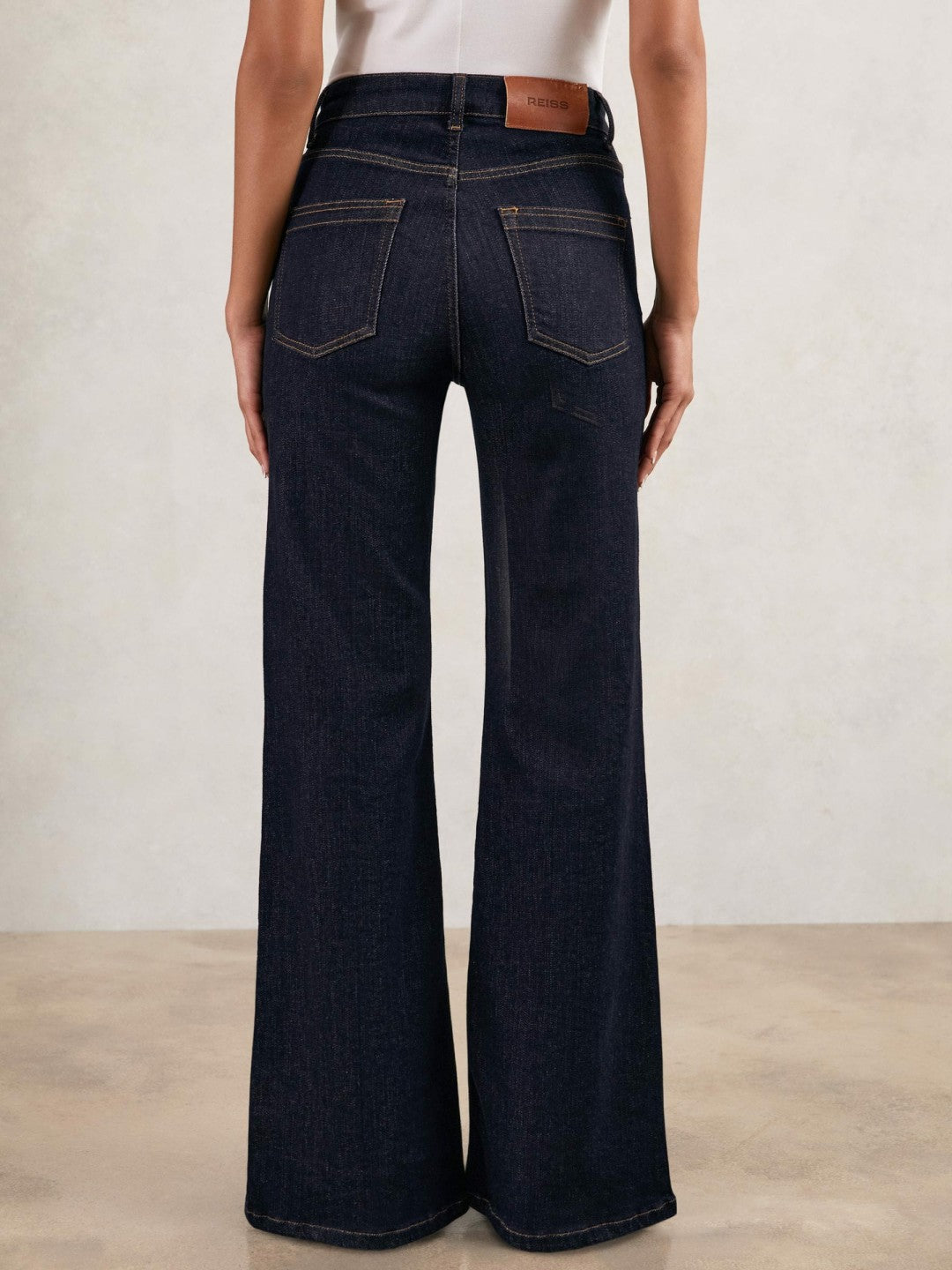 Petite Mid-Rise Flared Jeans in Dark Blue | Reiss Women New