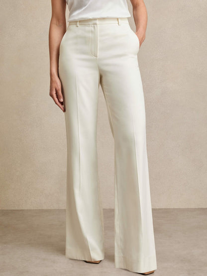Petite Wide Leg Tailored Trousers in Cream | Reiss Women Best Seller