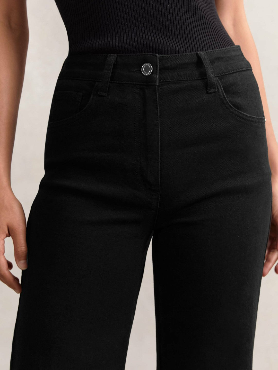 Petite Mid-Rise Flared Jeans in Black | Reiss Women Best Seller