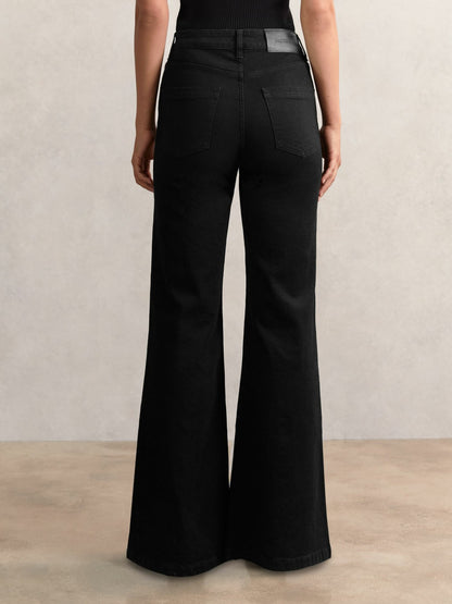 Petite Mid-Rise Flared Jeans in Black | Reiss Women Best Seller