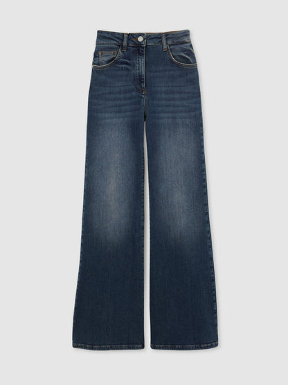 Petite Mid-Rise Flared Jeans in Mid Blue | Reiss Women Recommended